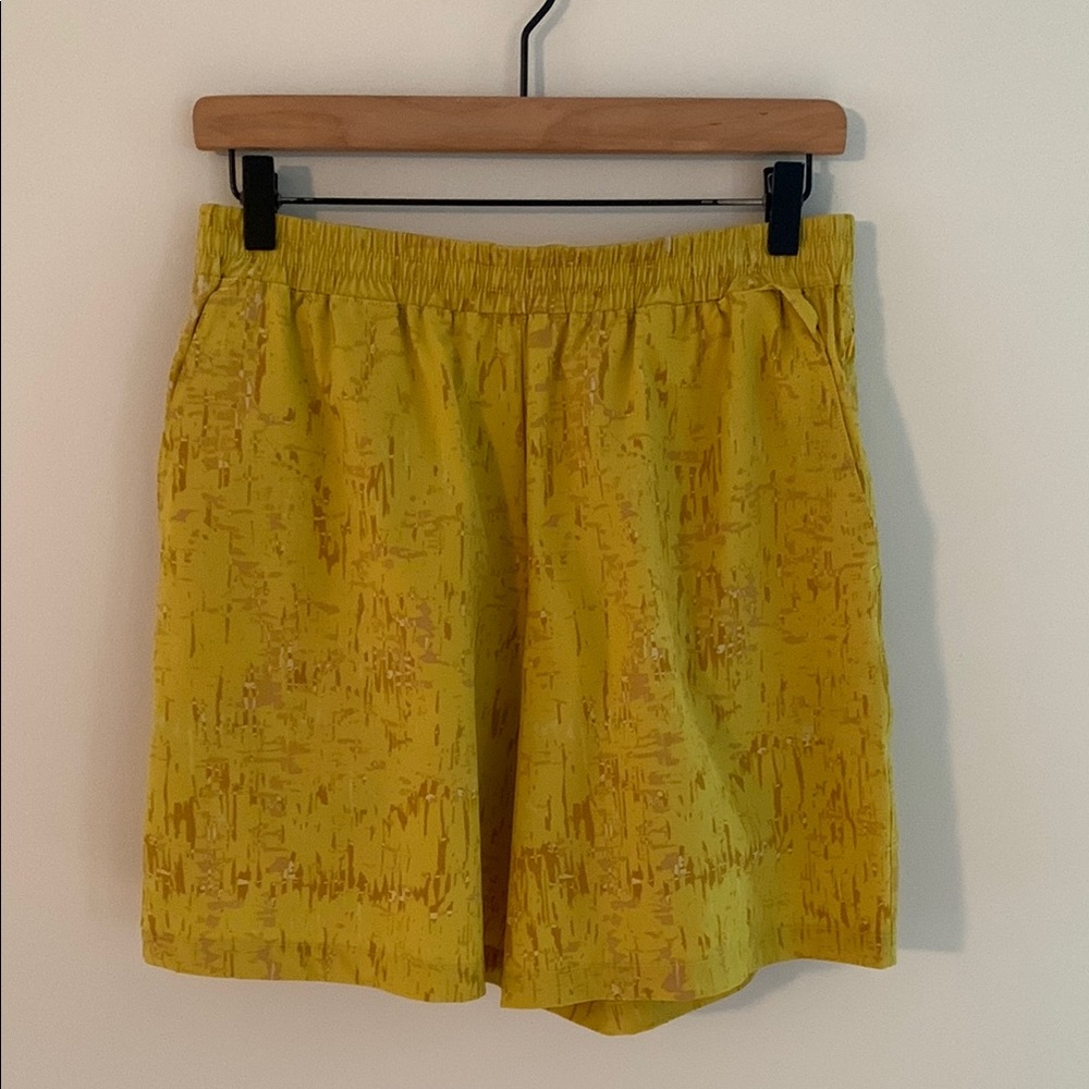 Outdoor Voices Patterned Yellow Athletic Shorts